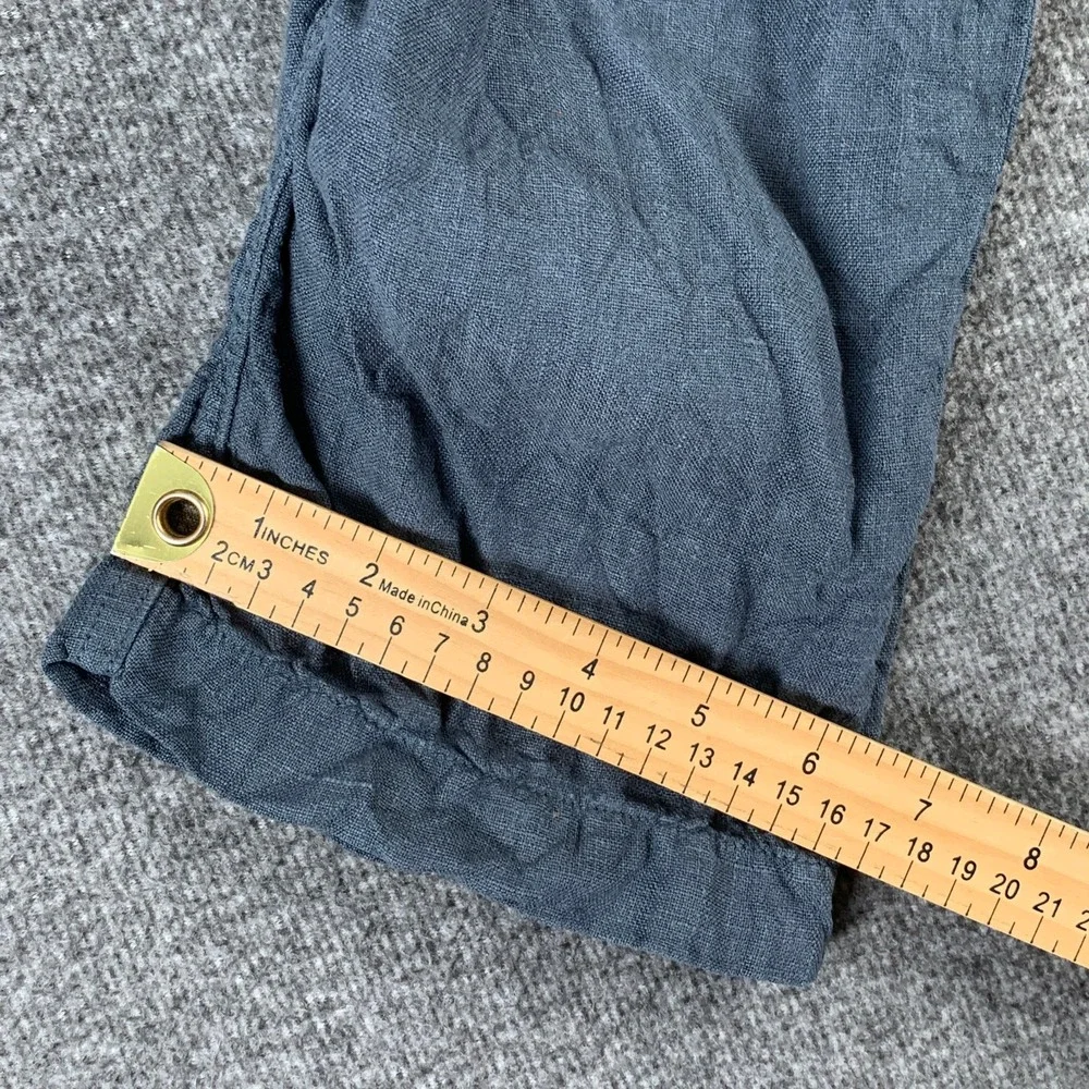 Faherty Linen Pants Men Large Blue Pull On Drawstring Preppy Modern